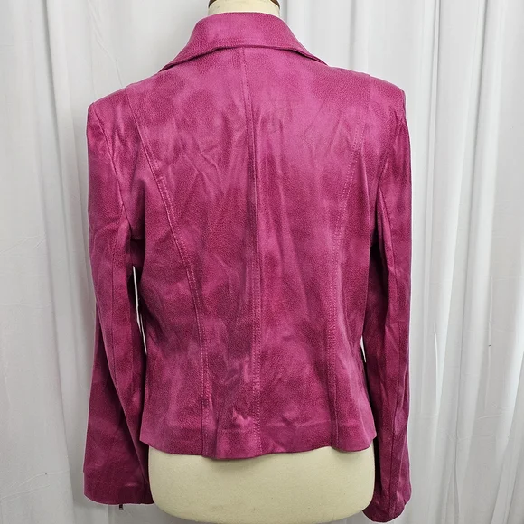 Lena Gabrielle Pink Fringe Moto Jacket – Size 12 - Picture 5 of 13